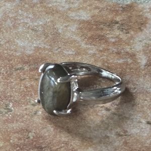 NEW TIGER EYE POLISHED STONE CLASSIC FASHION SILVER SIZE 5 RING